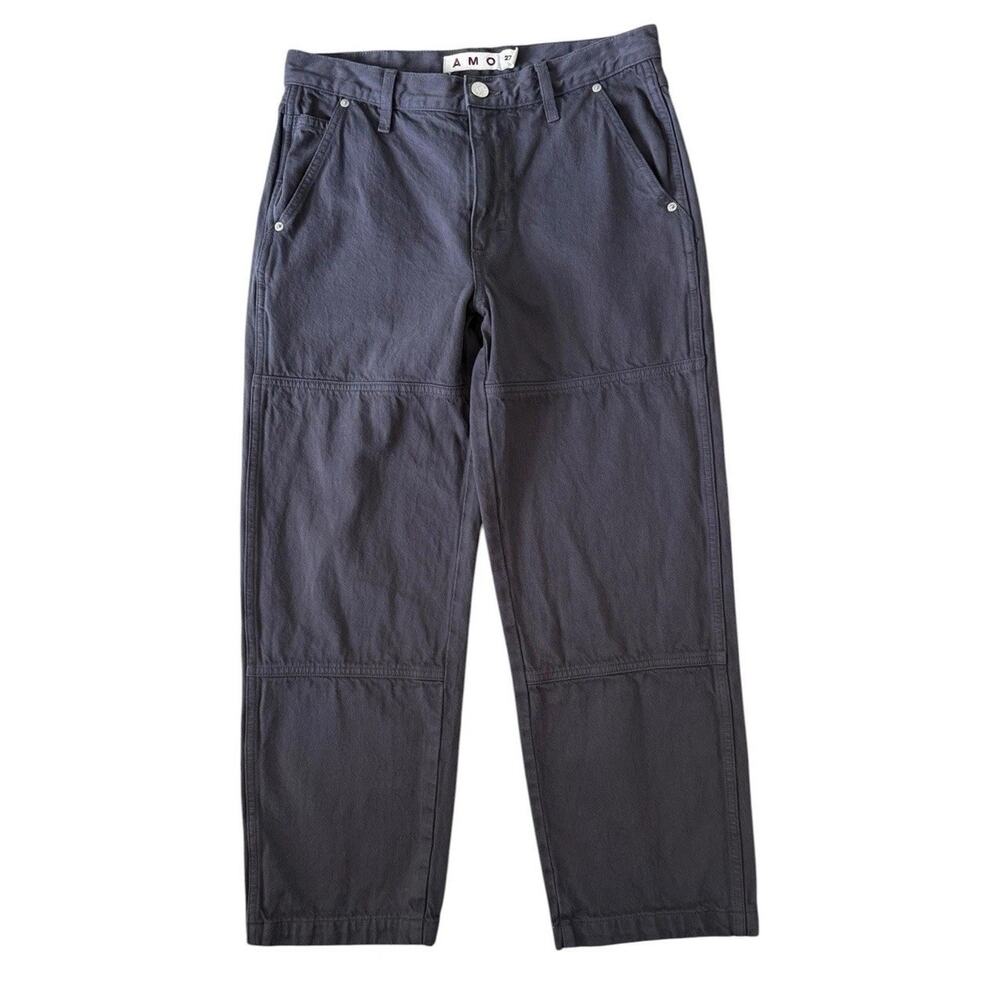 AMO Billie Field Pant Wide Straight Leg Utilitarian Organic Cotton Gray Size 27 - Picture 3 of 8